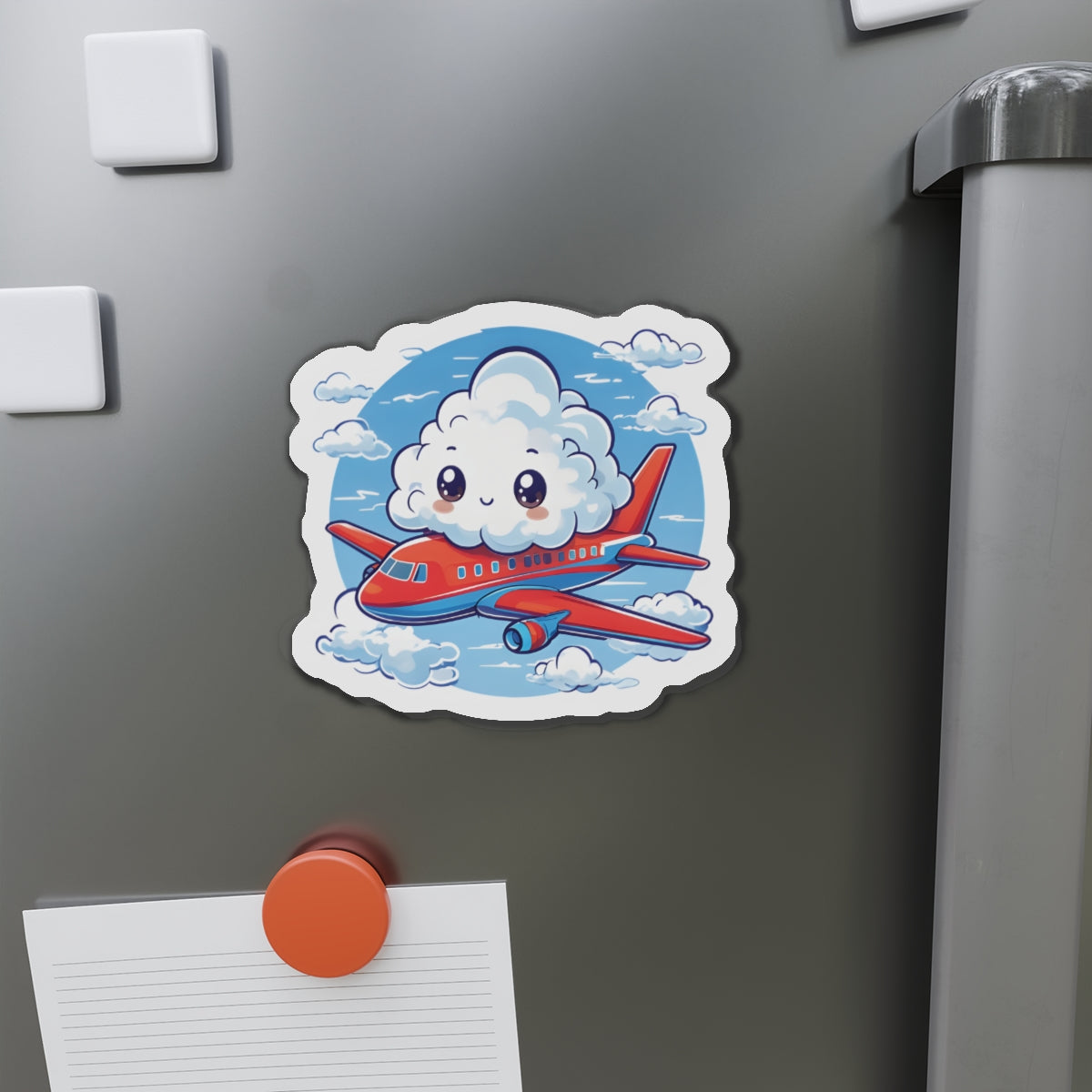 Cloud Riding an Airplane Travel Magnet - Cute & Random