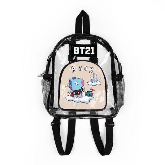 BT21 Mang Clear Panel Backpack (Beige Colored Front) — Not Stadium Approved