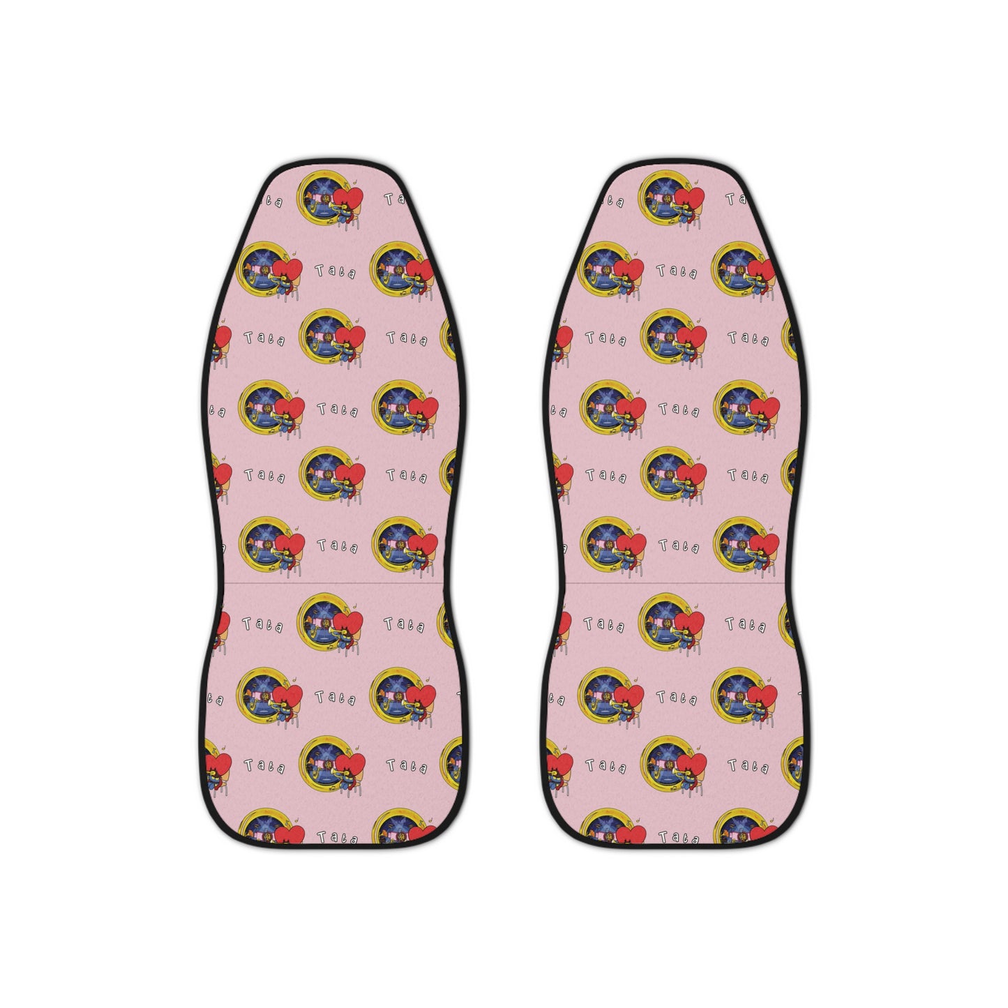 BT21 Tata Pink Car Seat Covers Pattern Design - Identical Set of 2