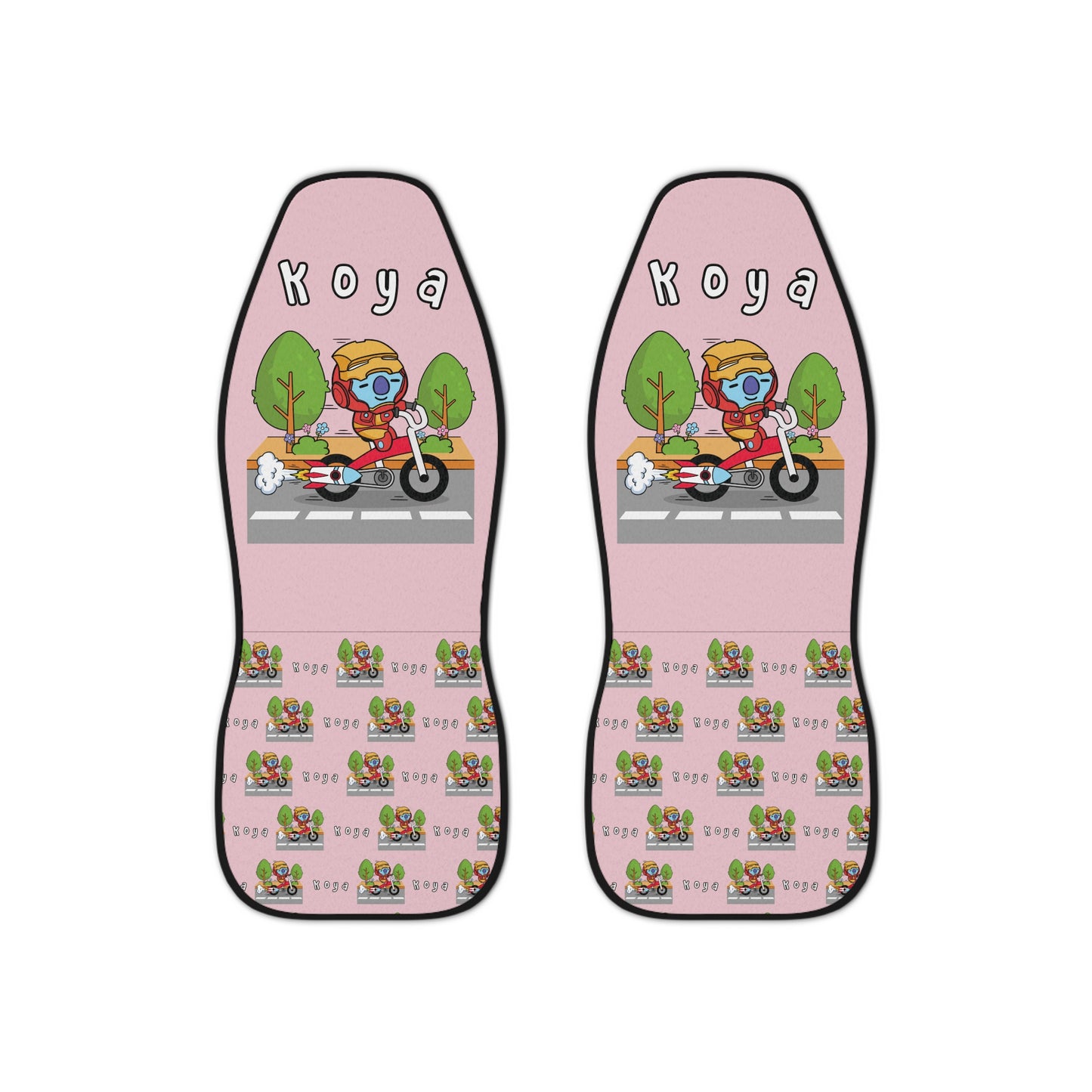 BT21 Koya Pink Car Seat Cover Single Pattern Combo Design - Identical Set of 2