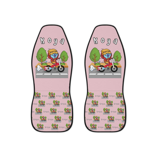 BT21 Koya Pink Car Seat Cover Single Pattern Combo Design - Identical Set of 2