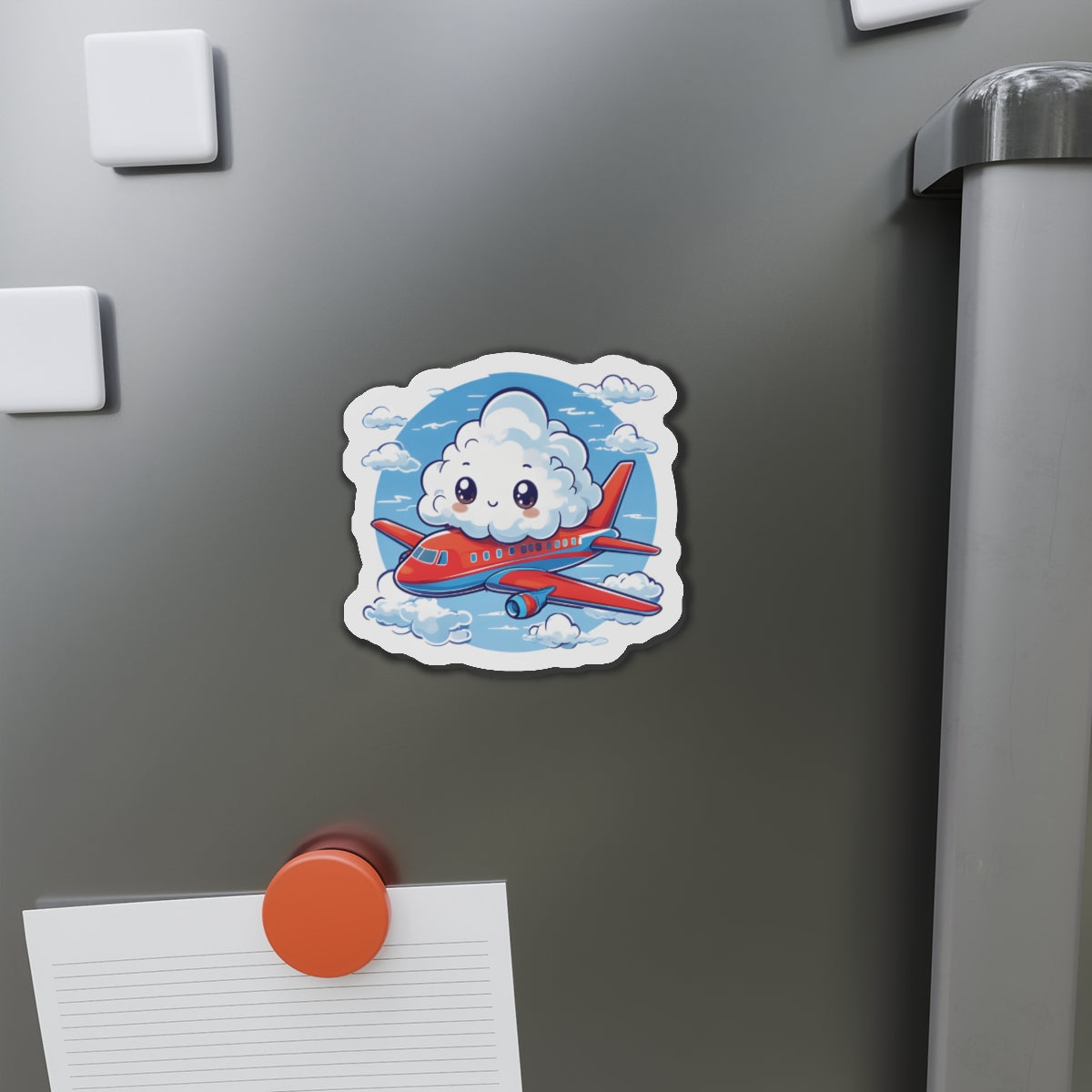Cloud Riding an Airplane Travel Magnet - Cute & Random