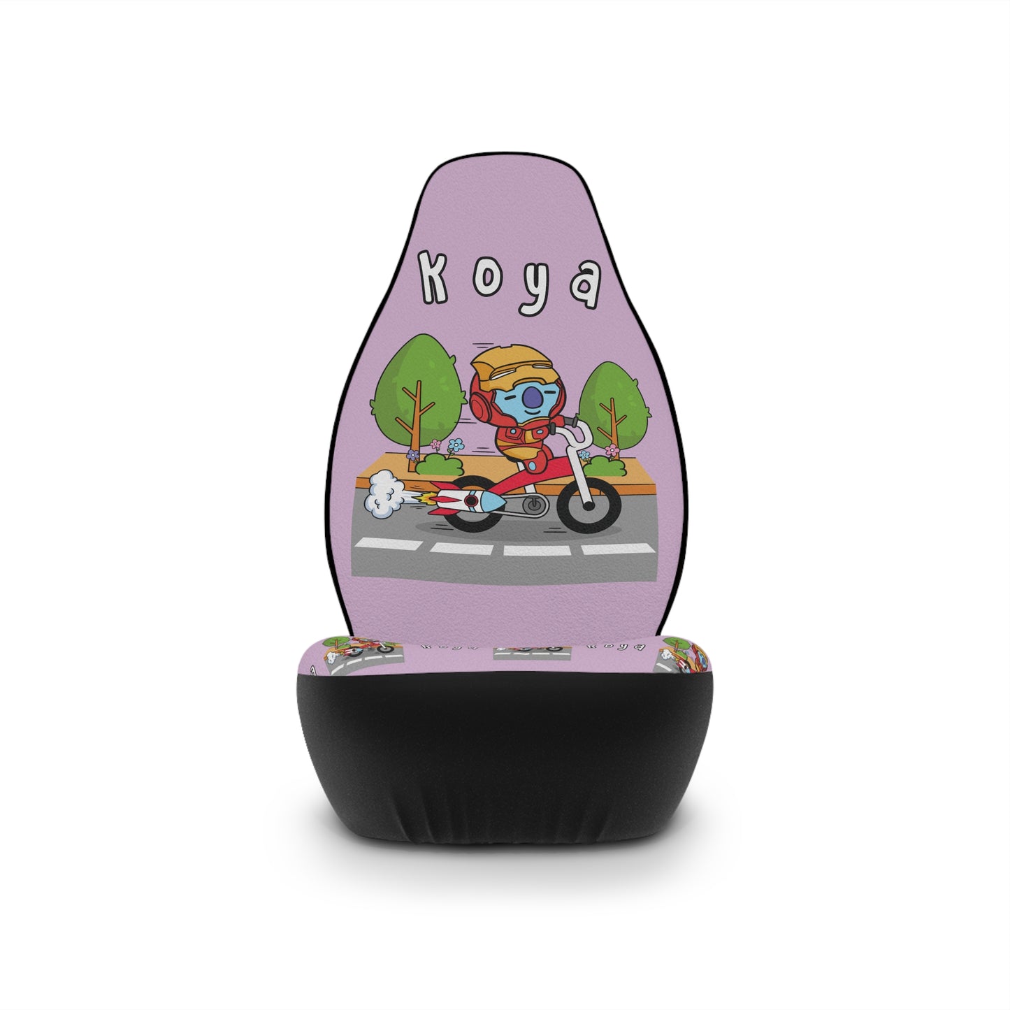 BT21 Koya Purple Car Seat Cover Single Pattern Combo Design - Identical Set of 2