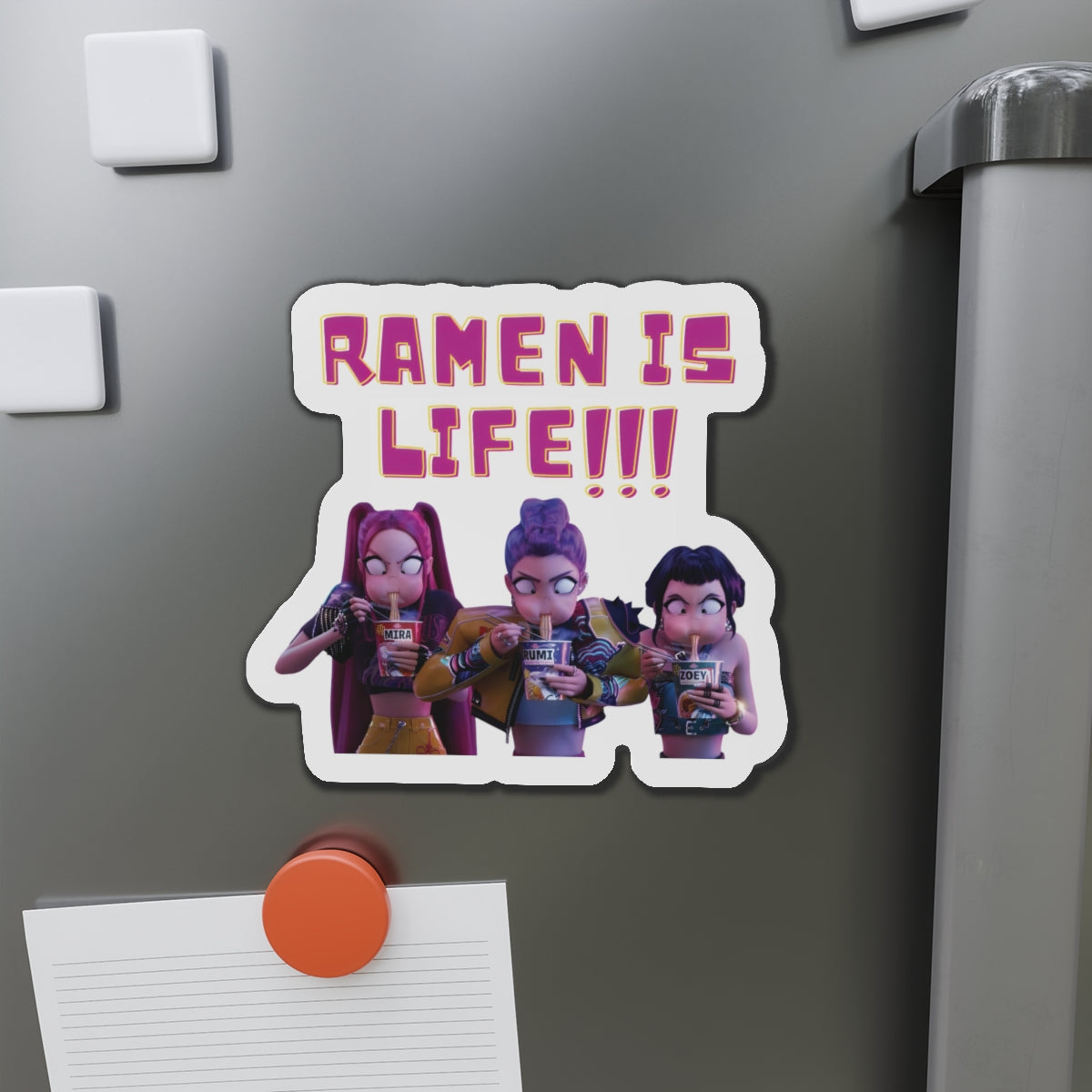 Kpop Demon Hunters Huntrix Rumi Mira Zoey Ramen Magnet