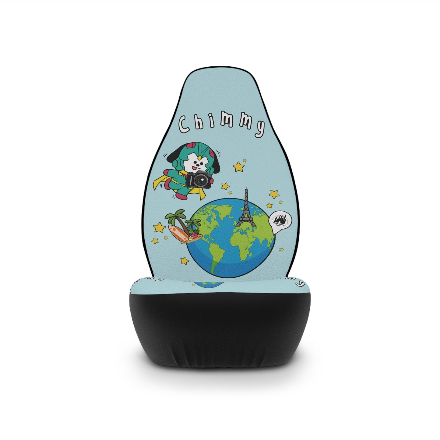 BT21Chimmy Blue Car Seat Cover Single Pattern Combo Design - Identical Set of 2