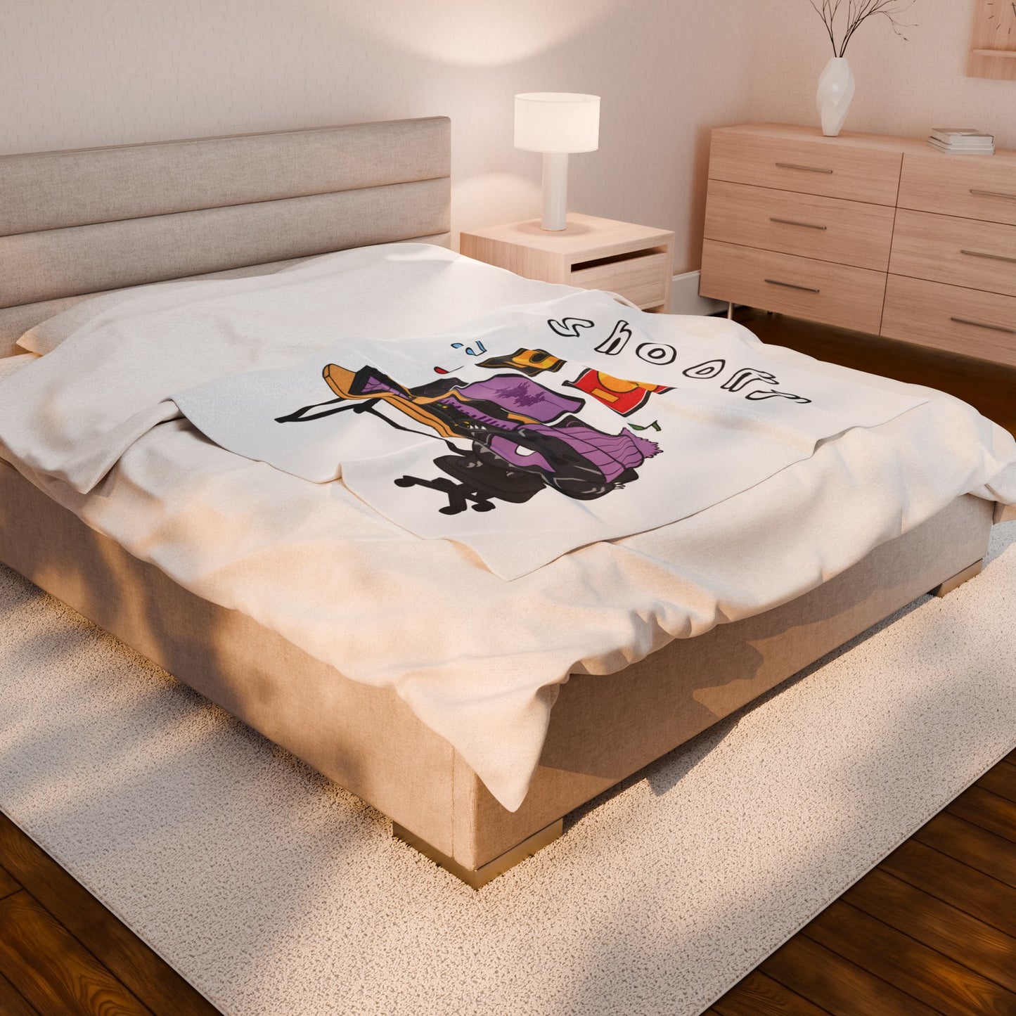 White Shooky Blanket - BT21 Single Design