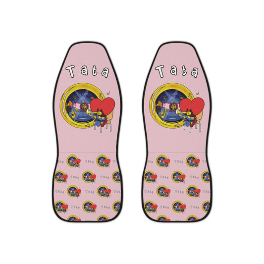 BT21 Tata Pink Car Seat Cover Single Pattern Combo Design - Identical Set of 2