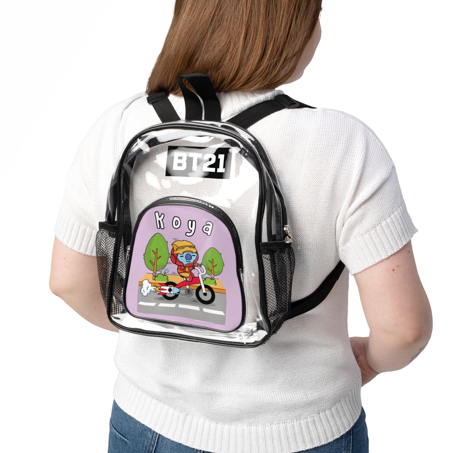 BT21 Koya Clear Stadium Concert Bag With Purple Background