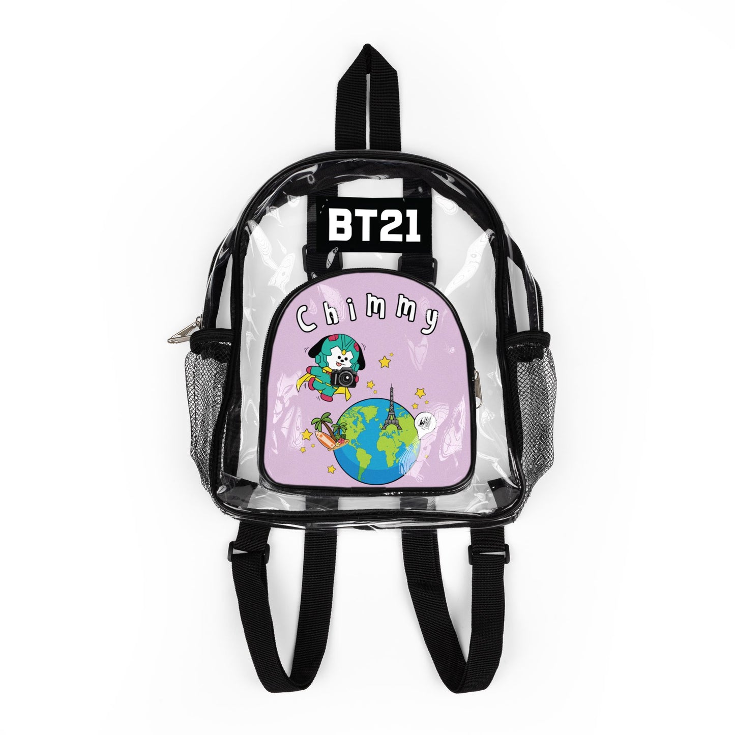BT21 Chimmy Clear Stadium Concert Bag With Purple Background