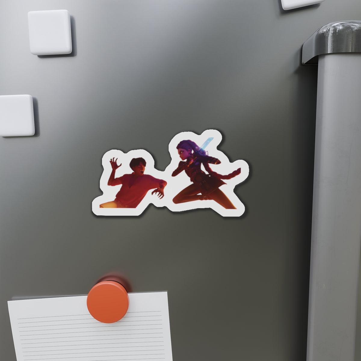 Kpop Demon Hunters Rumi and Jinu Rujinu Fighting in Bathhouse Magnet