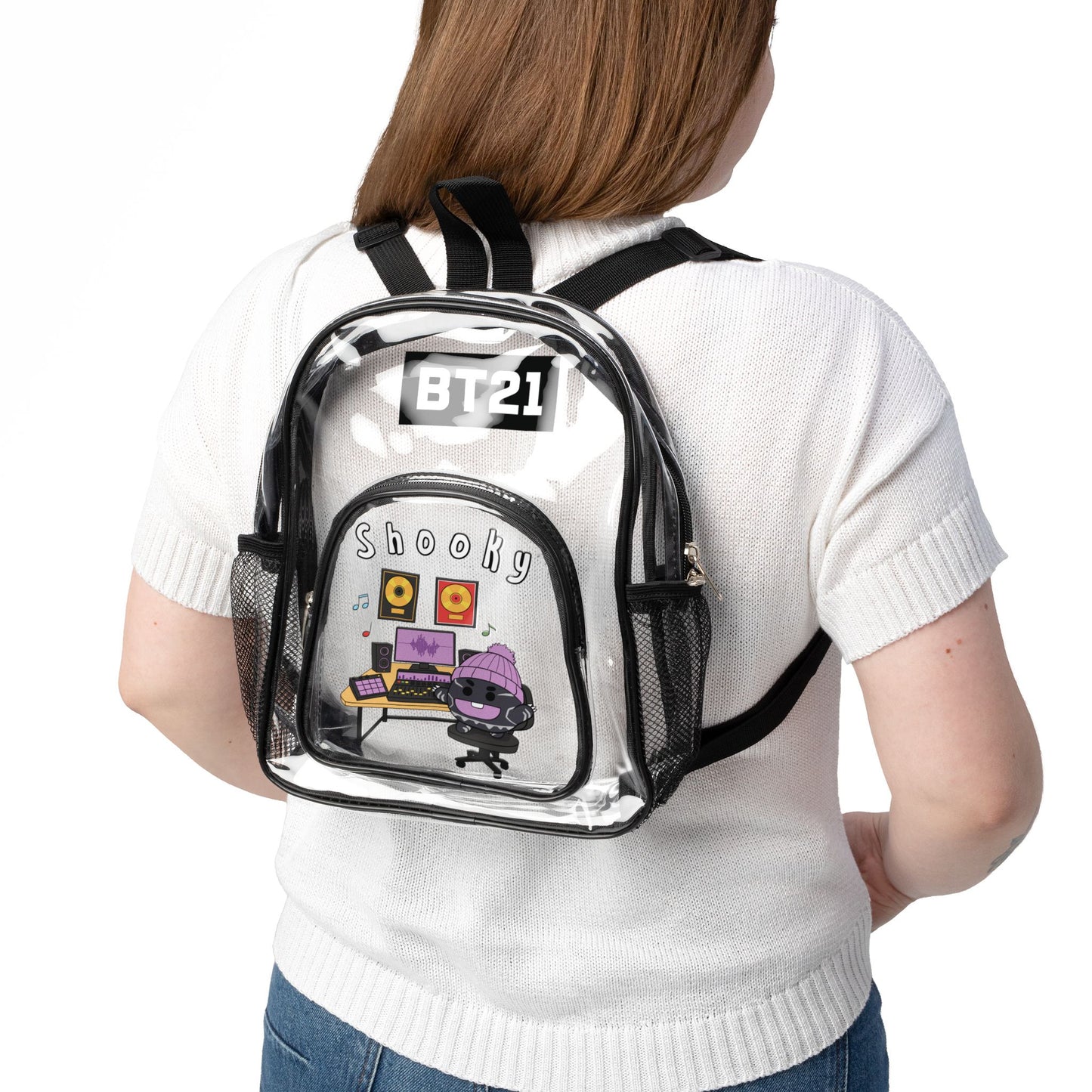 BT21 Shooky Clear Stadium Backpack Concert Bag (Fully Clear) — Stadium Approved