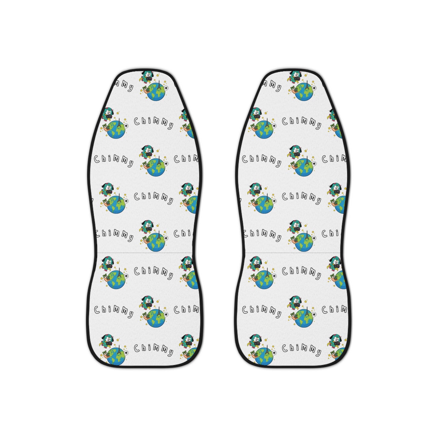 BT21 Chimmy White Car Seat Cover Pattern Design - Identical Set of 2