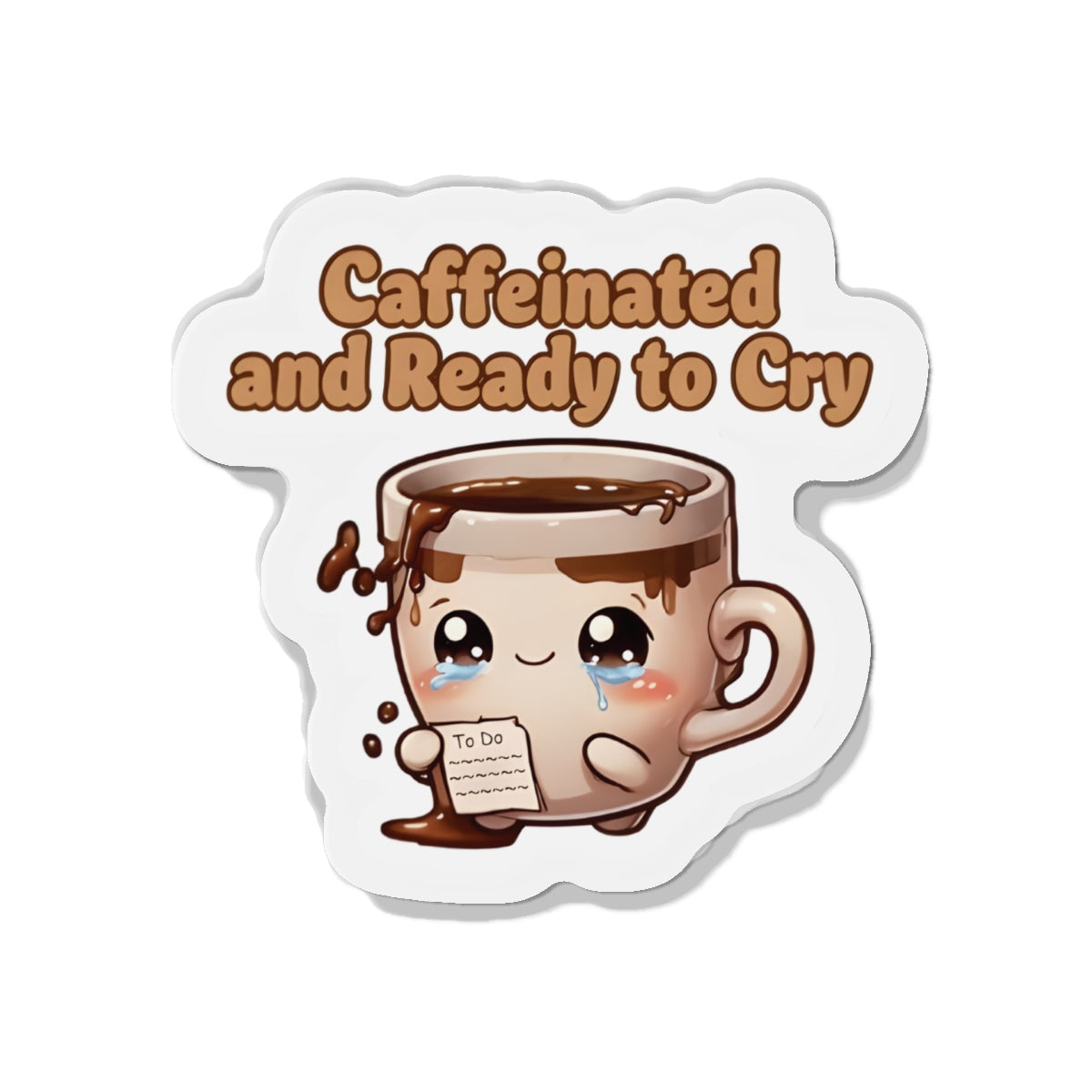Caffeinated and Ready to Cry Cute Coffee Mug Magnet - Funny & Relatable