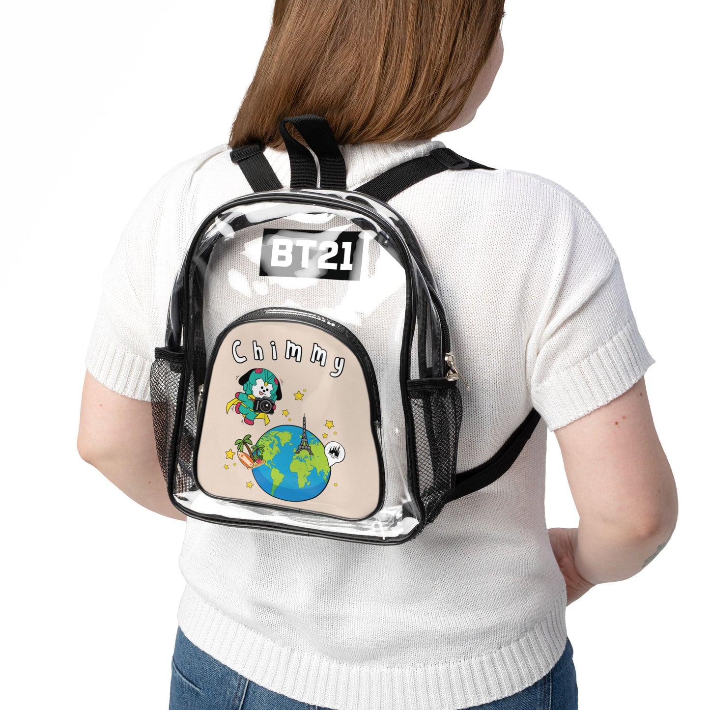 BT21 Chimmy Clear Stadium Concert Bag With Beige Background