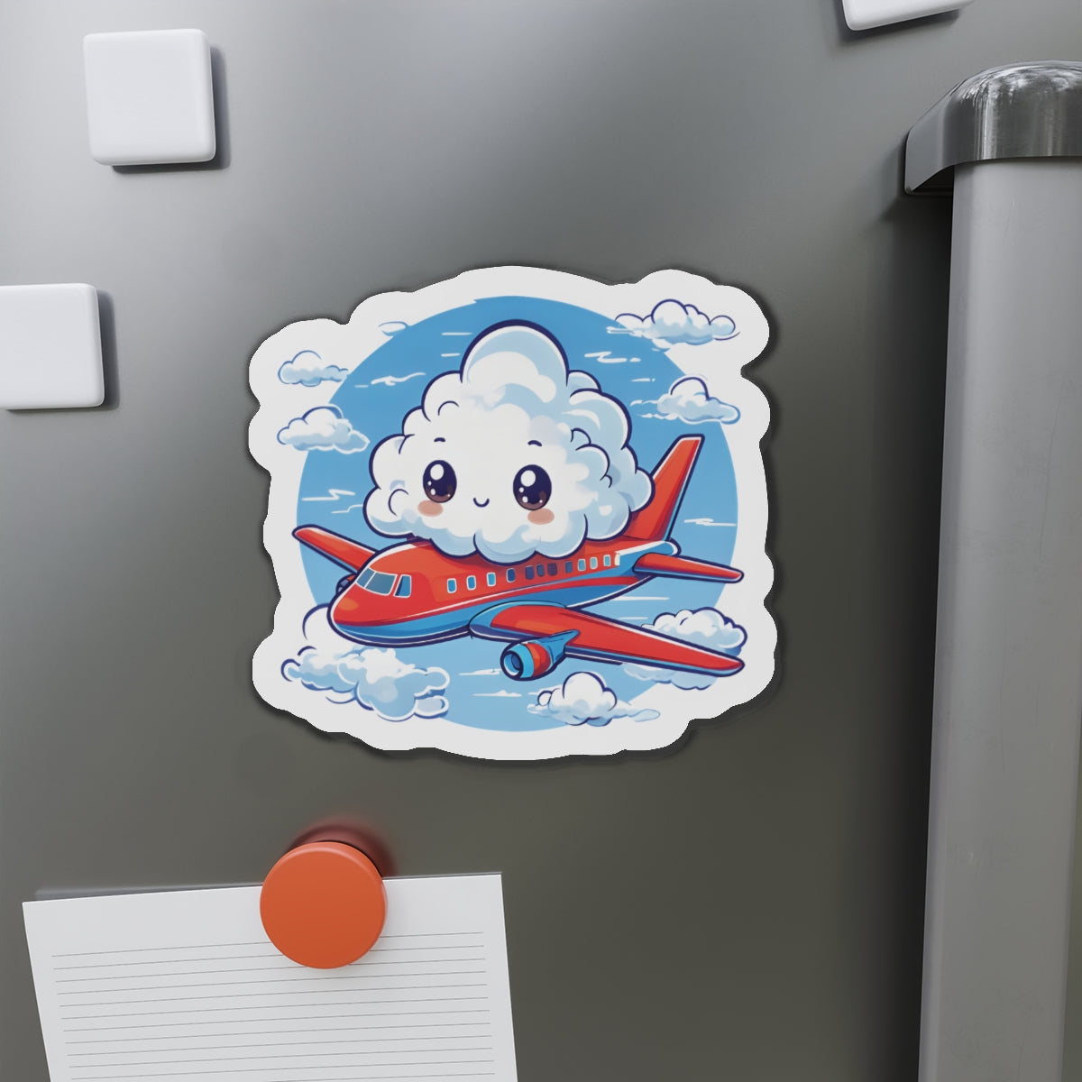 Cloud Riding an Airplane Travel Magnet - Cute & Random