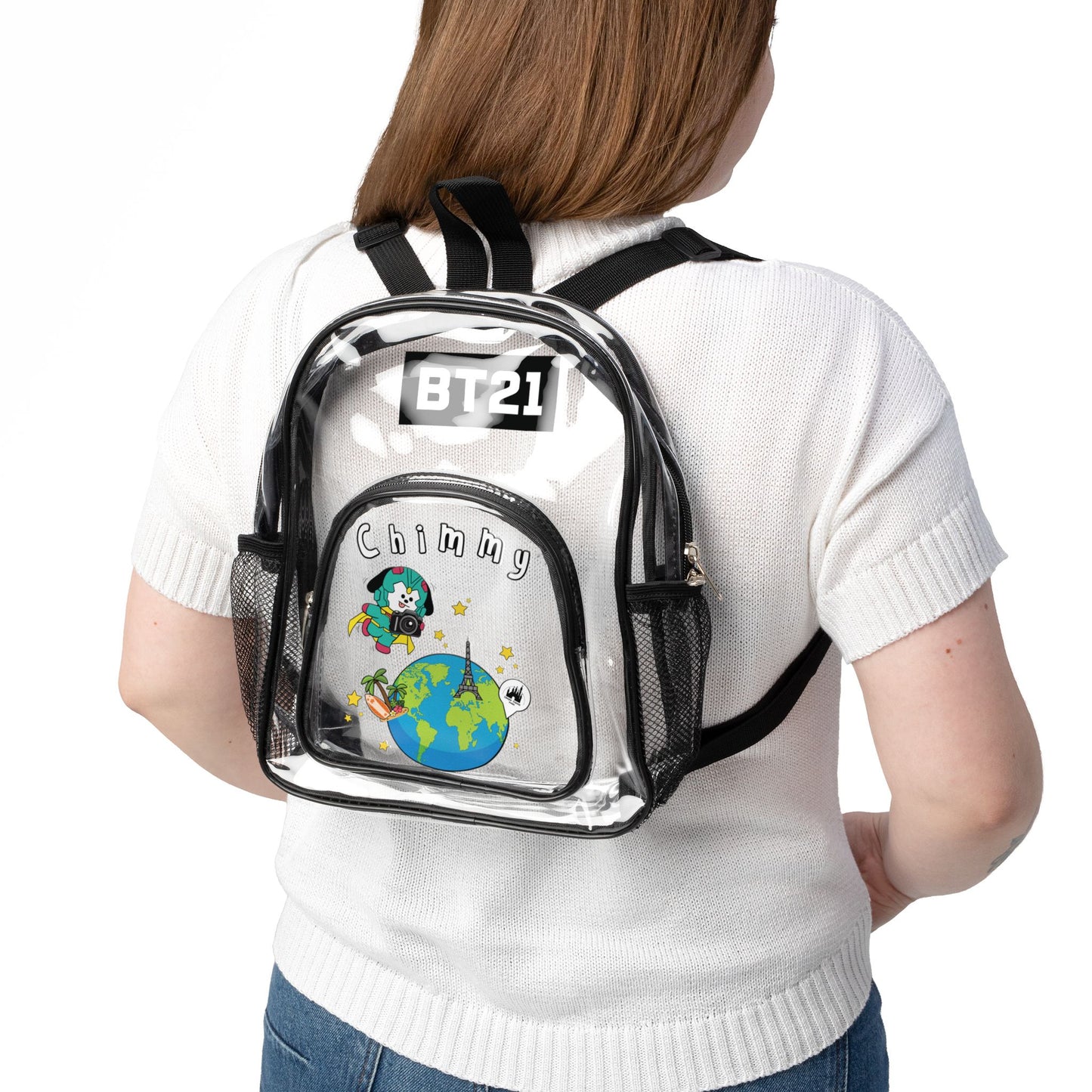 BT21 Chimmy Clear Stadium Backpack Concert Bag (Fully Clear) — Stadium Approved