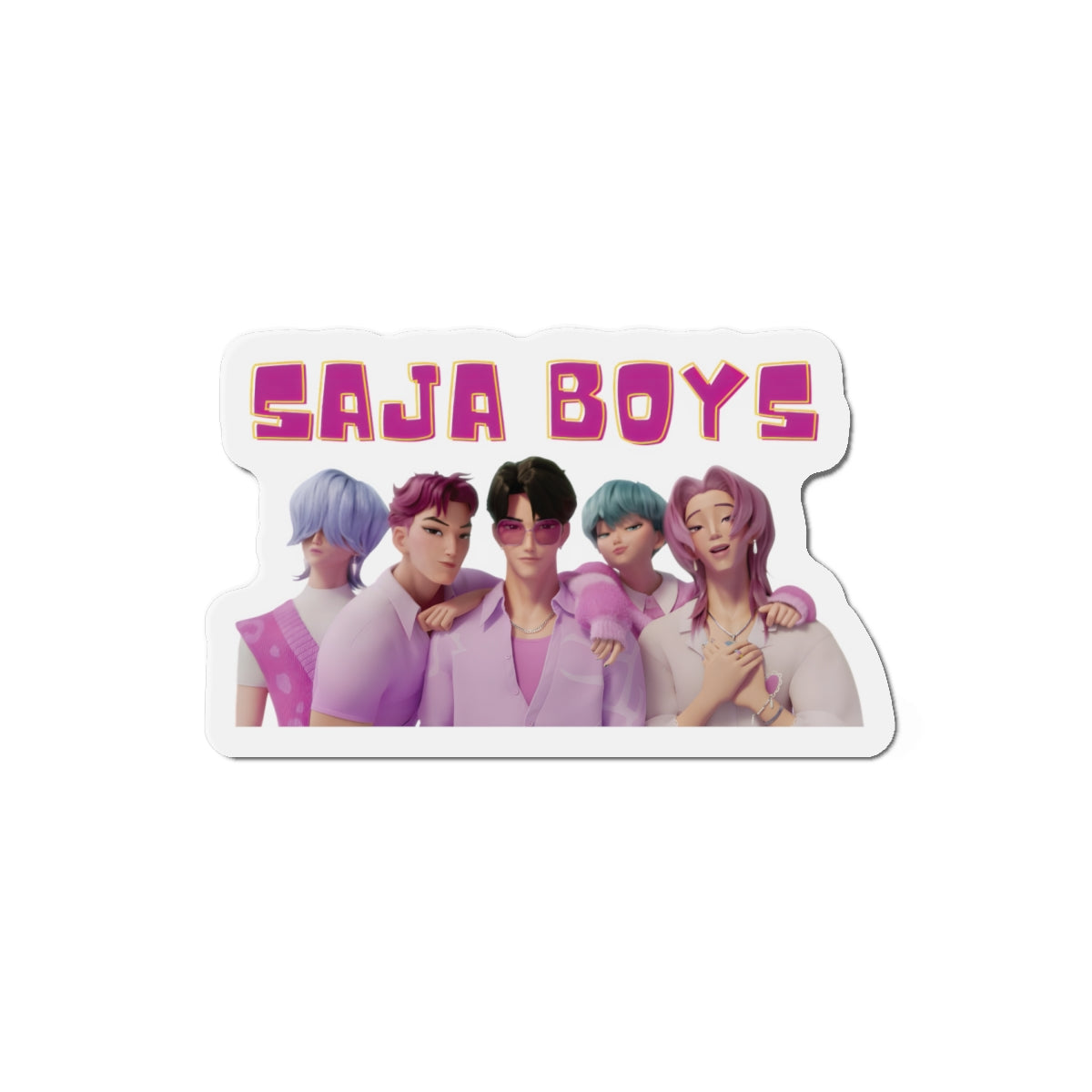 Kpop Demon Hunters Saja Boys Wearing Pink Pose Magnet