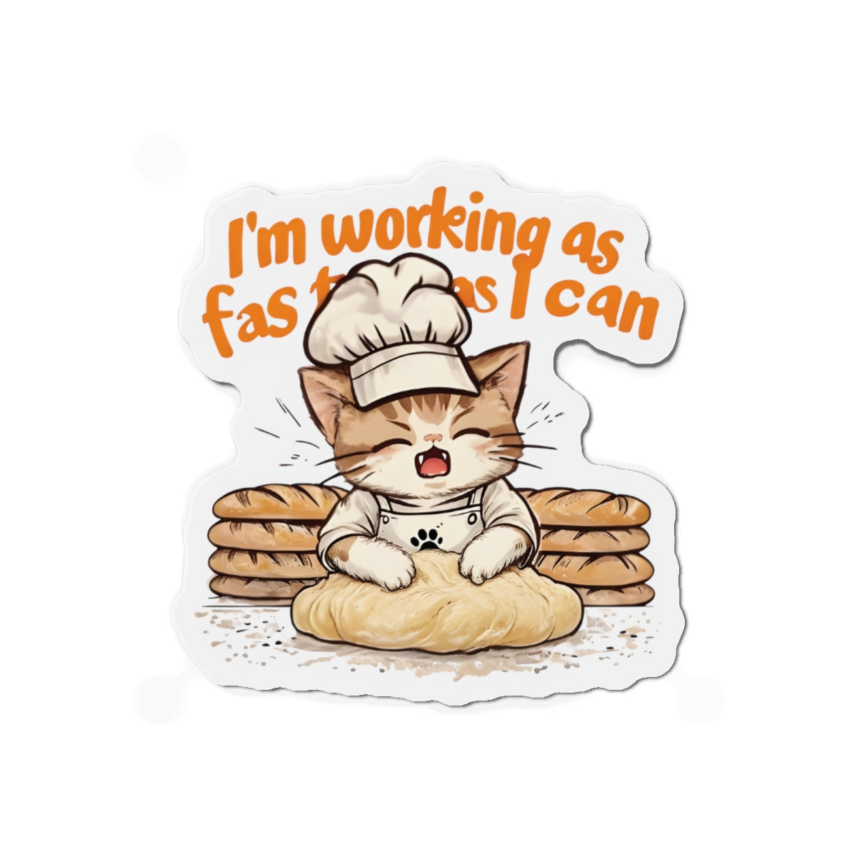 Cat Baking Bread Working Overtime Magnet - Funny & Relatable