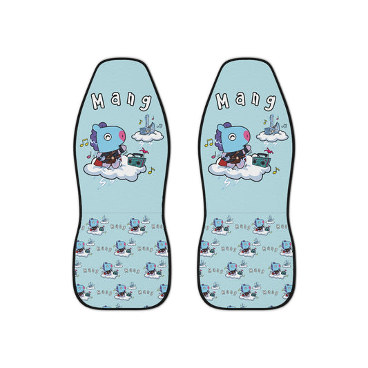 BT21 Mang Blue Car Seat Cover Single Pattern Combo Design - Identical Set of 2
