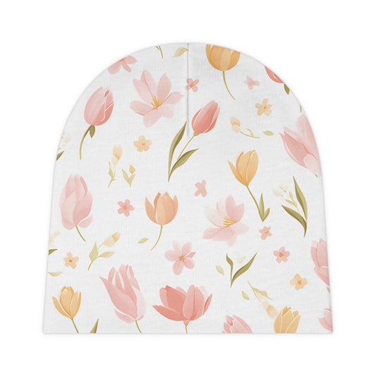 Newborn Baby Beanie Flower Design