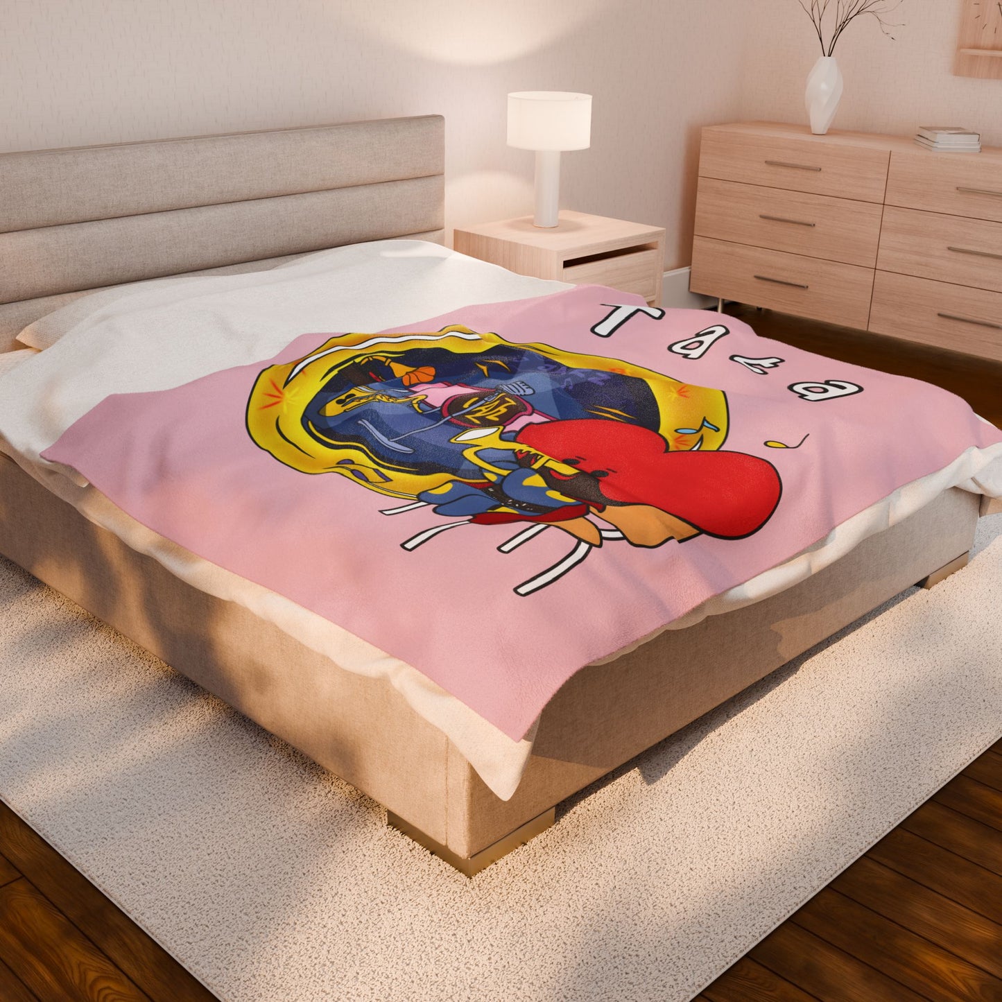 Pink Tata Blanket - BT21 Single Design