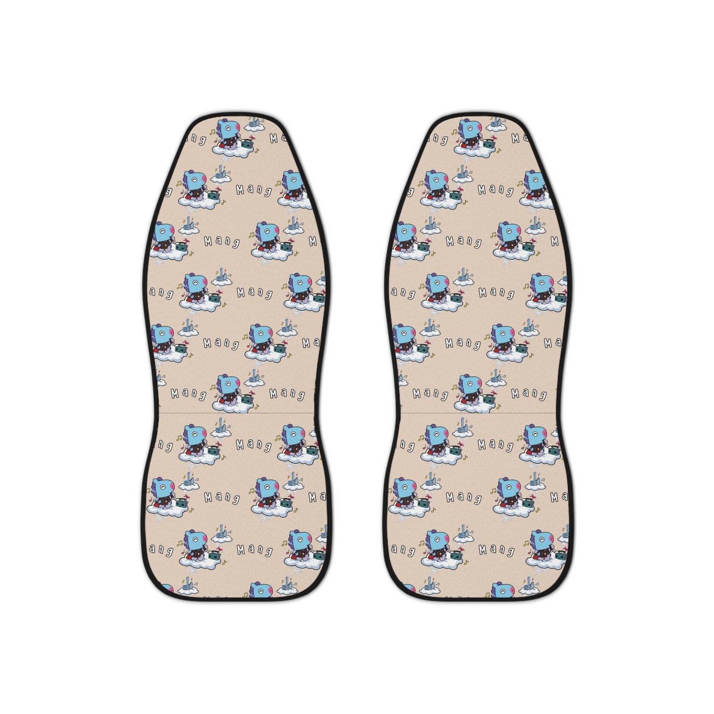 BT21 Mang Beige Car Seat Cover Pattern Design - Identical Set of 2