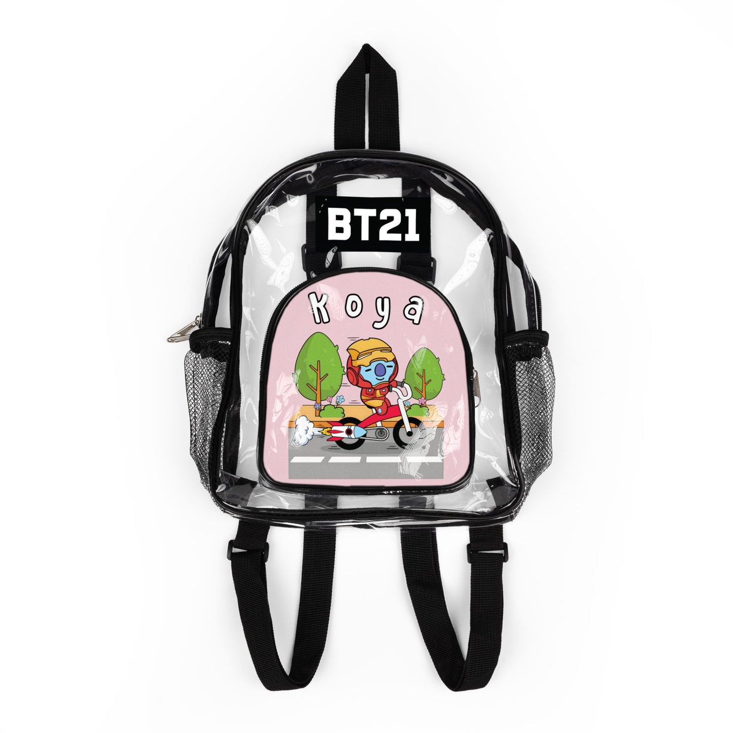 BT21 Koya Clear Stadium Concert Bag With Pink Background