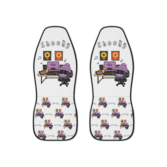 BT21 Shooky White Car Seat Cover Single Pattern Combo Design - Identical Set of 2