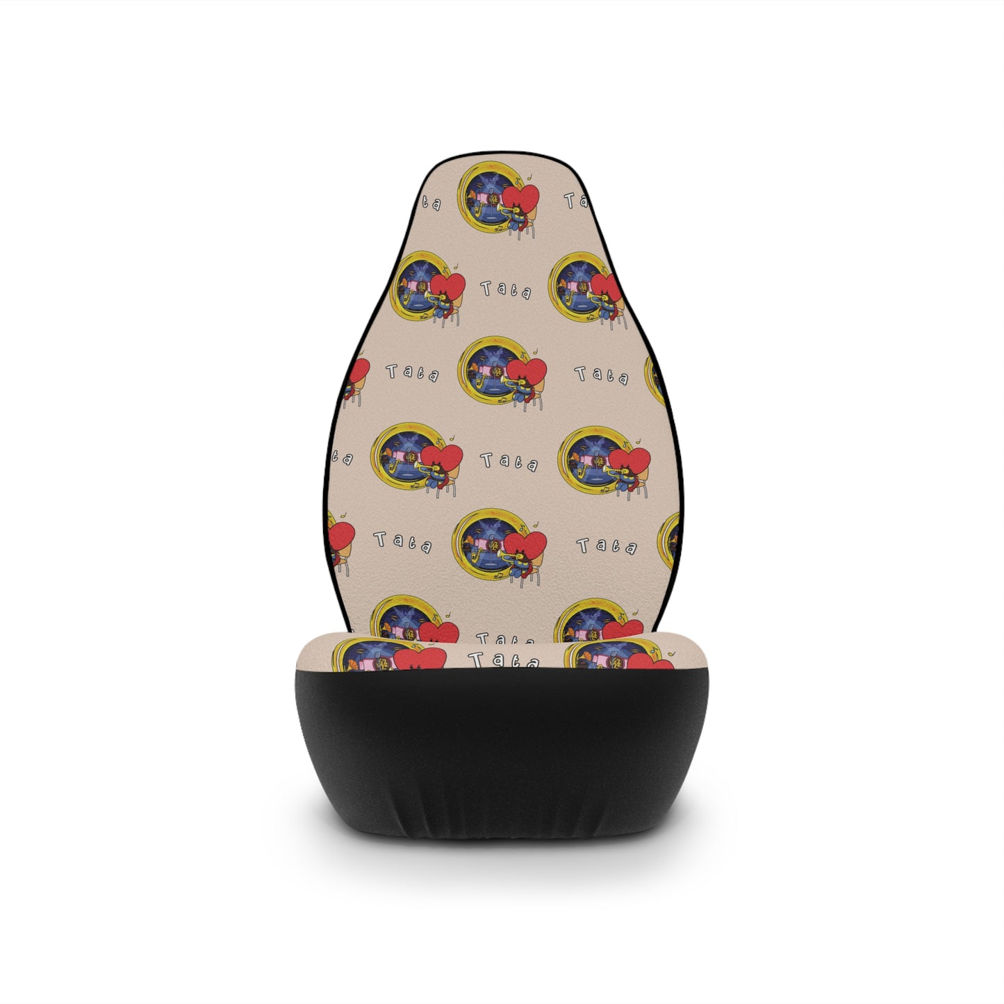 BT21 Tata Beige Car Seat Cover Pattern Design - Identical Set of 2