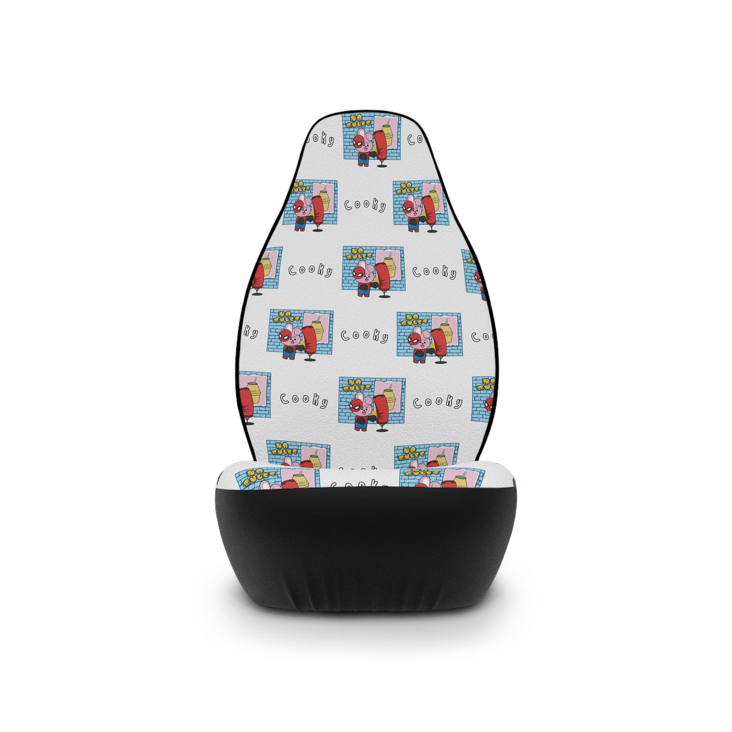 BT21 Cooky White Car Seat Cover Pattern Design - Identical Set of 2