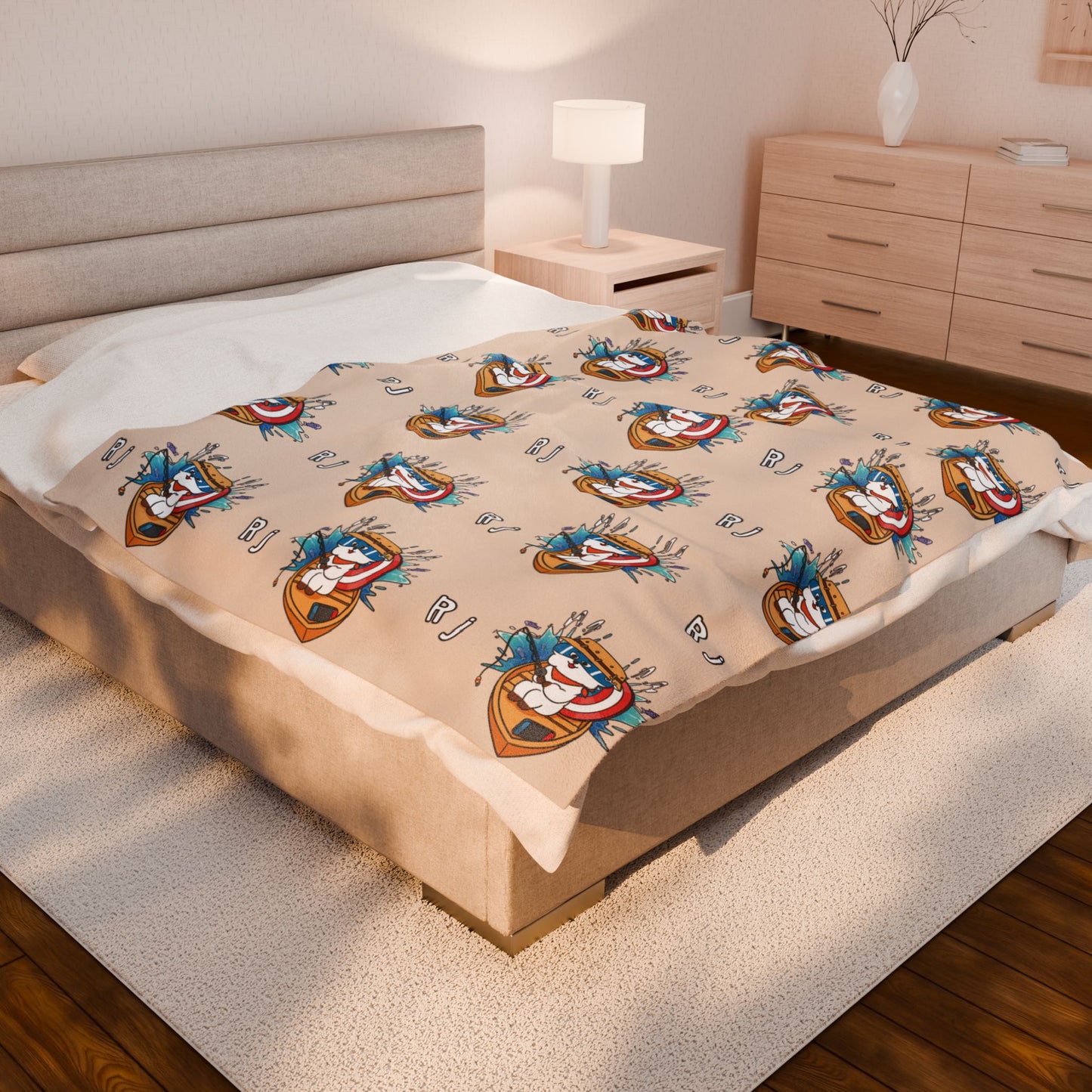 Beige RJ Blanket - BT21 Pattern Design