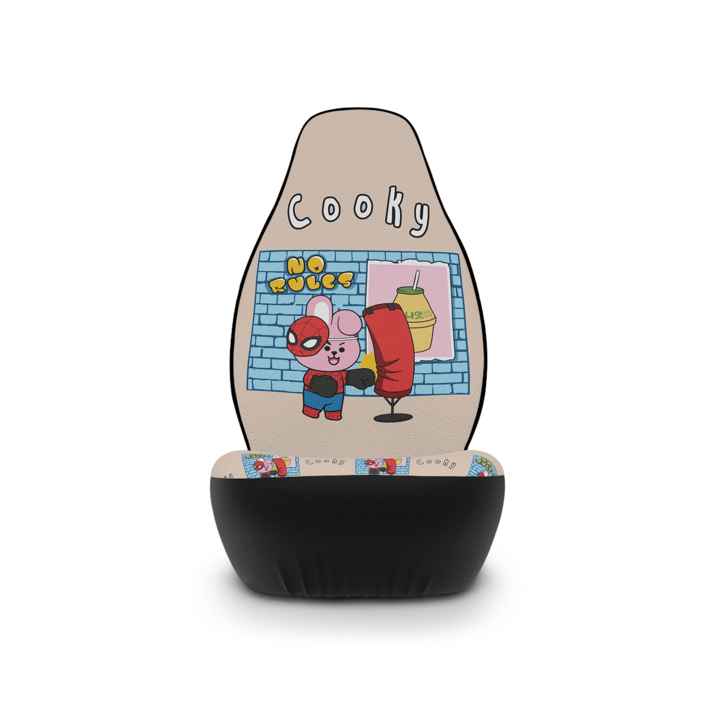 BT21 Cooky  Beige Car Seat Cover Single Pattern Combo Design - Identical Set of 2