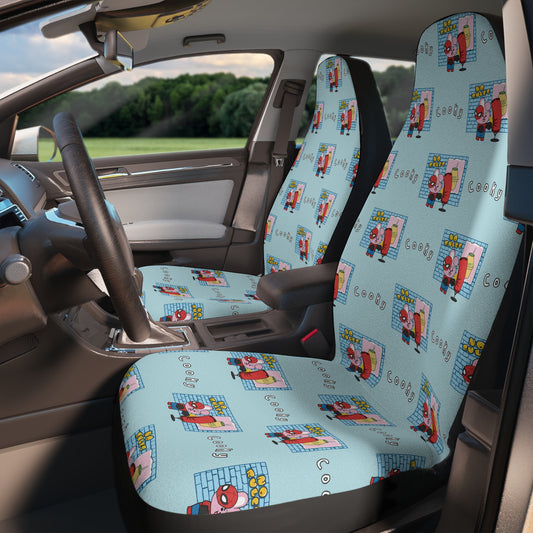 BT21 Cooky Blue Car Seat Cover Pattern Design - Identical Set of 2