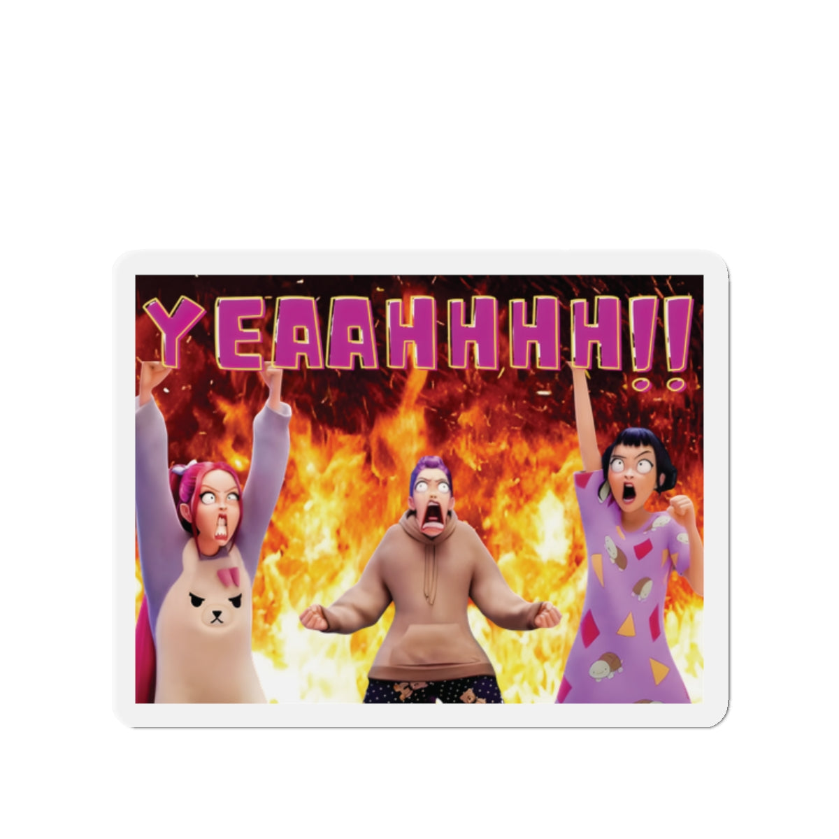 Kpop Demon Hunters Huntrix Rumi Mira Zoey Group YEAHHH Funny Face Magnet
