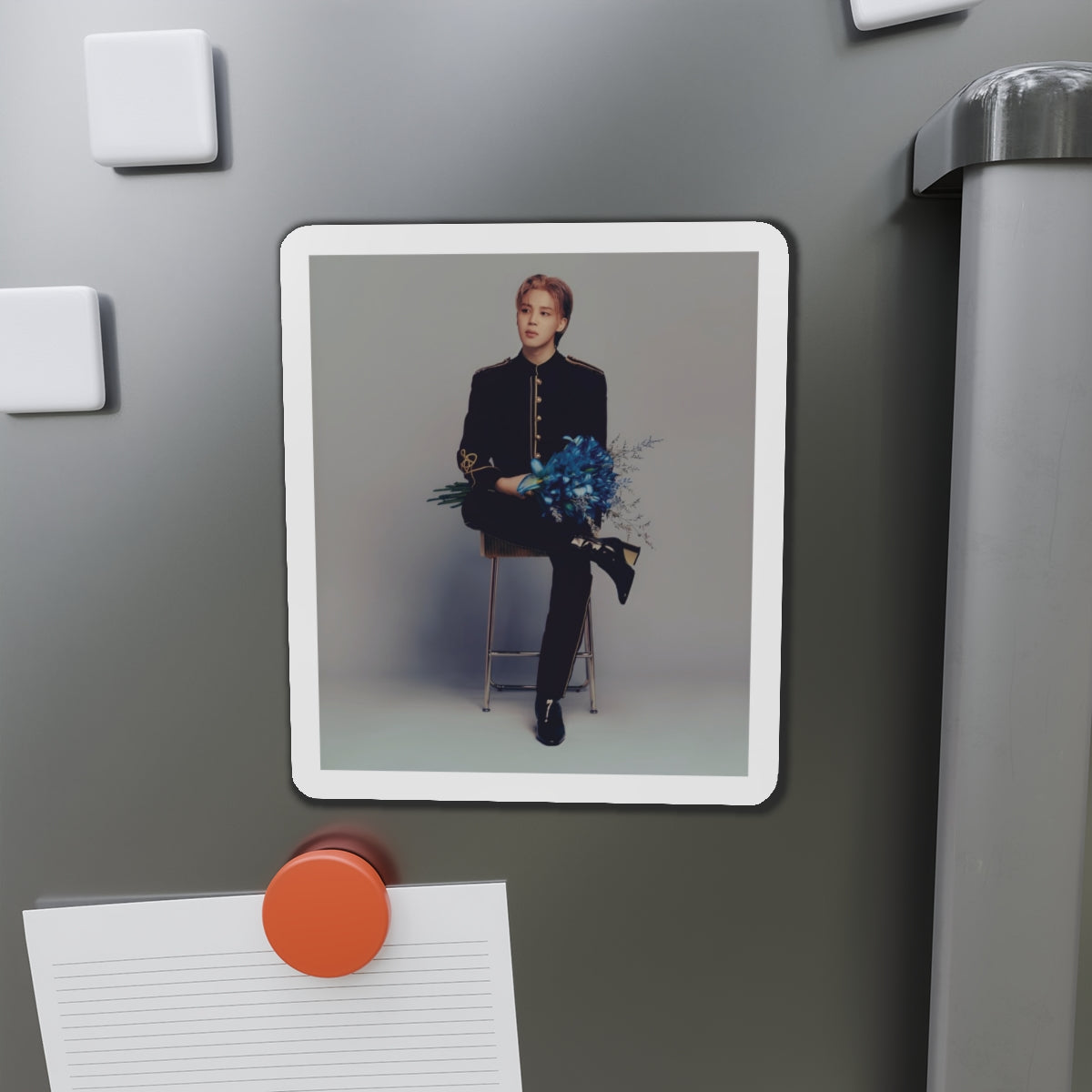 BTS Park Jimin Muse Album Photoshoot Holding Blue Flowers Magnet