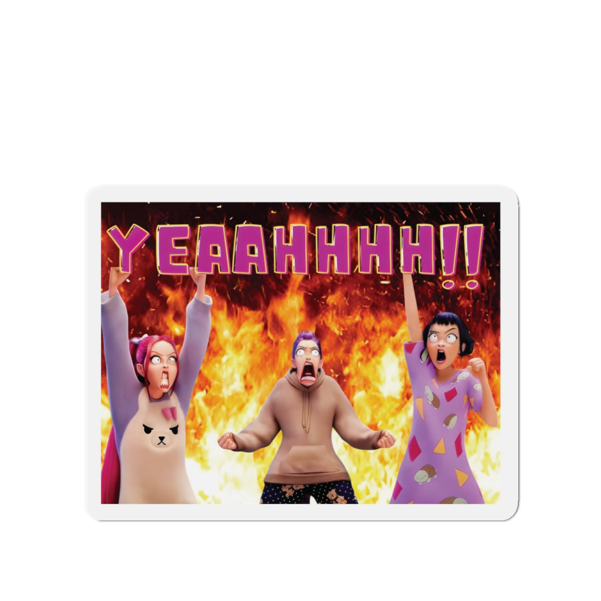 Kpop Demon Hunters Huntrix Rumi Mira Zoey Group YEAHHH Funny Face Magnet