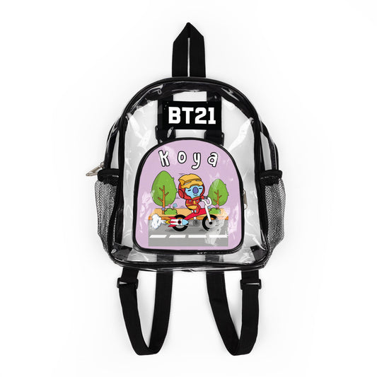 BT21 Koya Clear Panel Backpack (Purple Colored Front) — Not Stadium Approved
