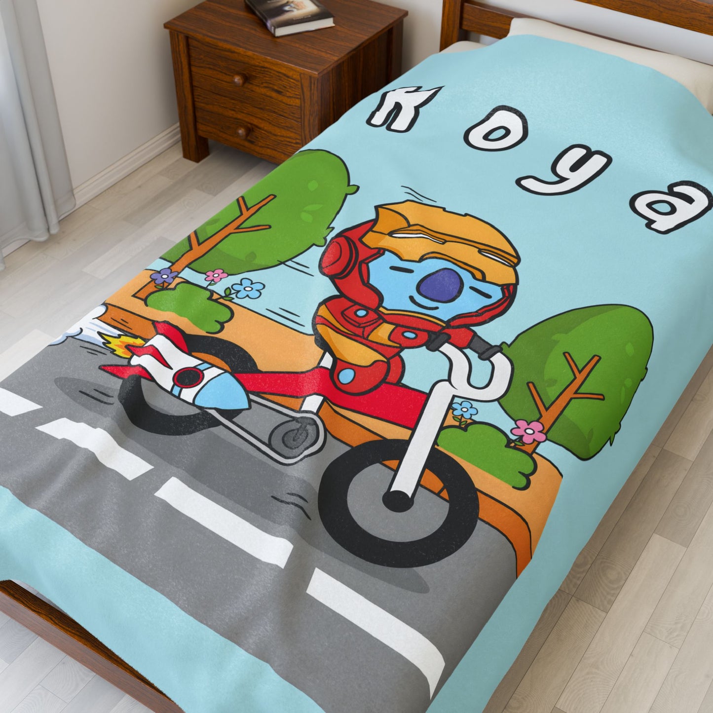 Blue Koya Blanket - BT21 Single Design