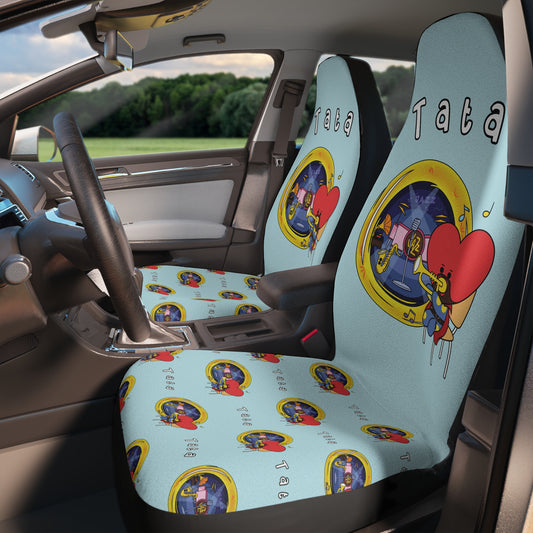 BT21 Tata Blue Car Seat Cover Single Patter Combo Design - Identical Set of 2