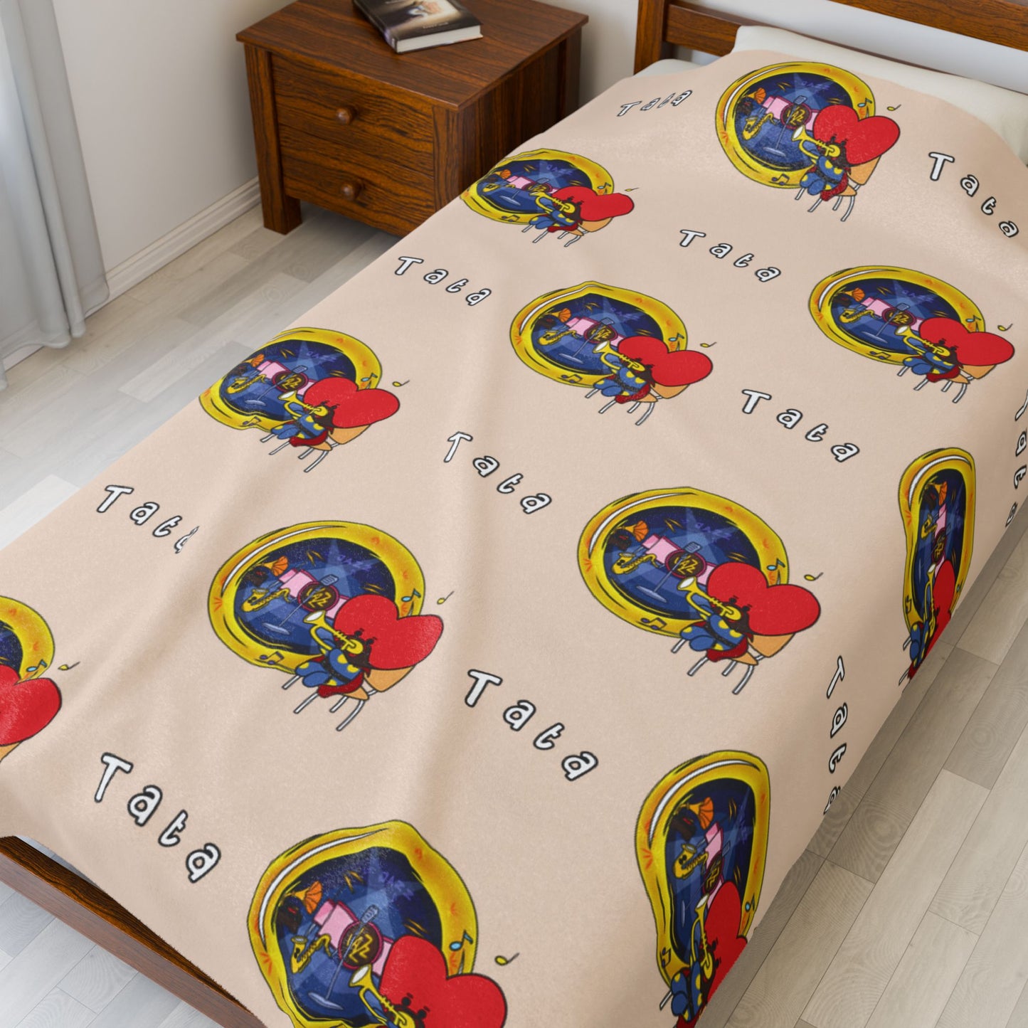 Beige Tata Blanket - BT21 Pattern Design