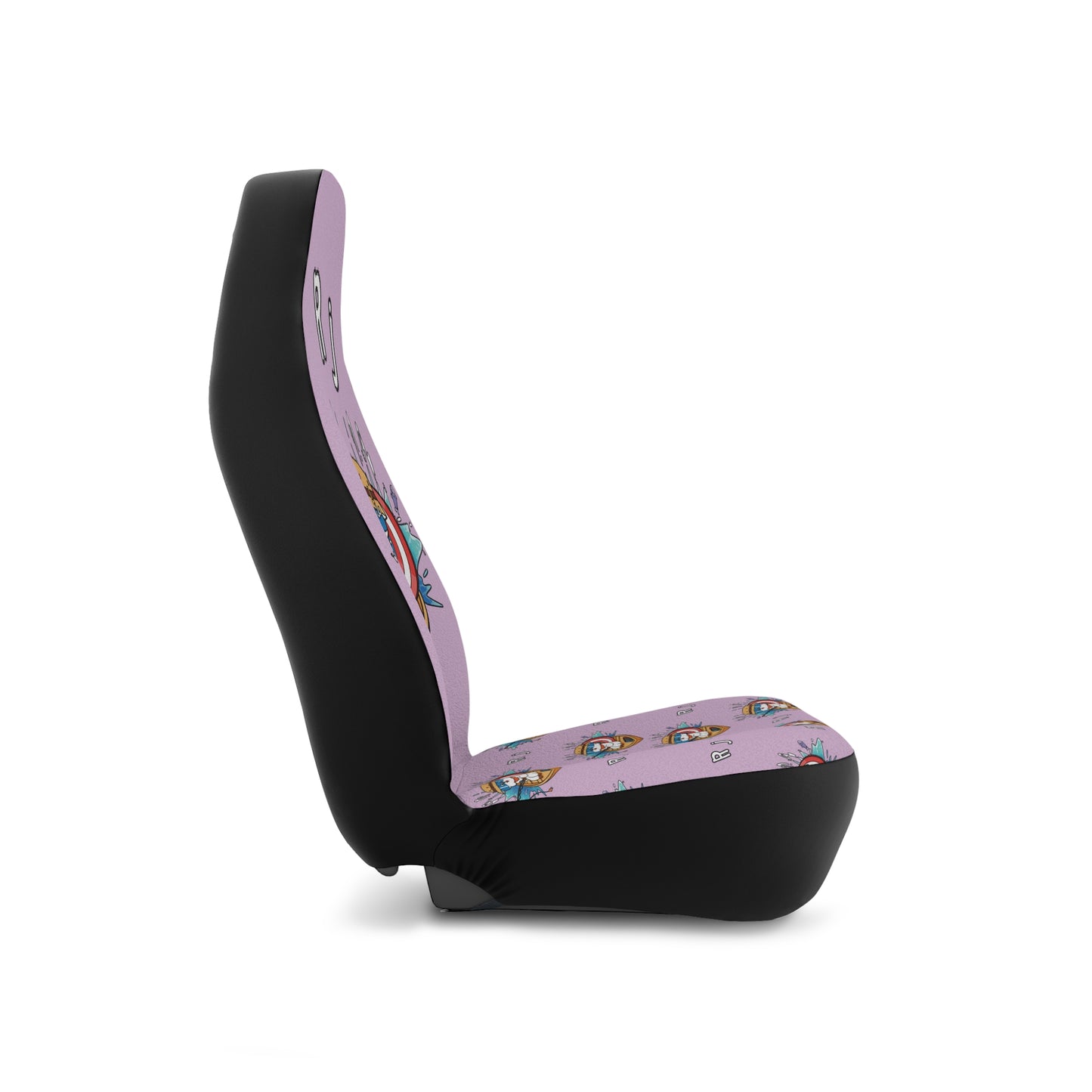 BT21 RJ Purple Car Seat Cover Single Pattern Combo Design - Identical Set of 2