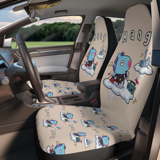 BT21 Mang Beige Car Seat Cover Single Pattern Combo Design - Identical Set of 2