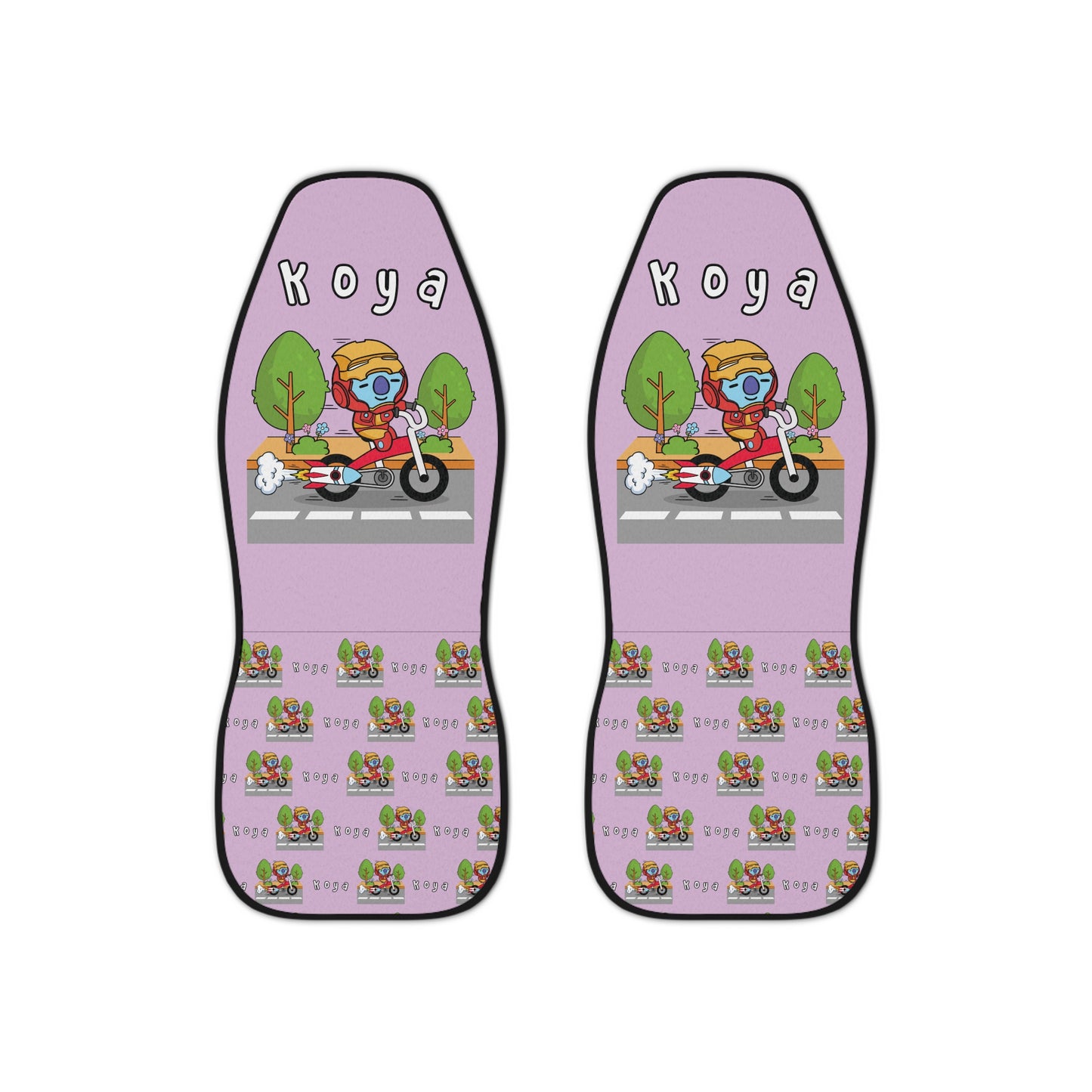 BT21 Koya Purple Car Seat Cover Single Pattern Combo Design - Identical Set of 2
