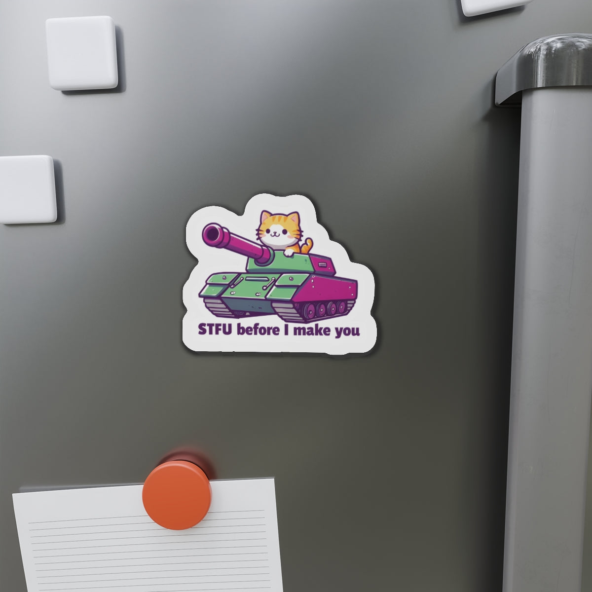 Cat Riding in a Tank Magnet - Funny & Relatable