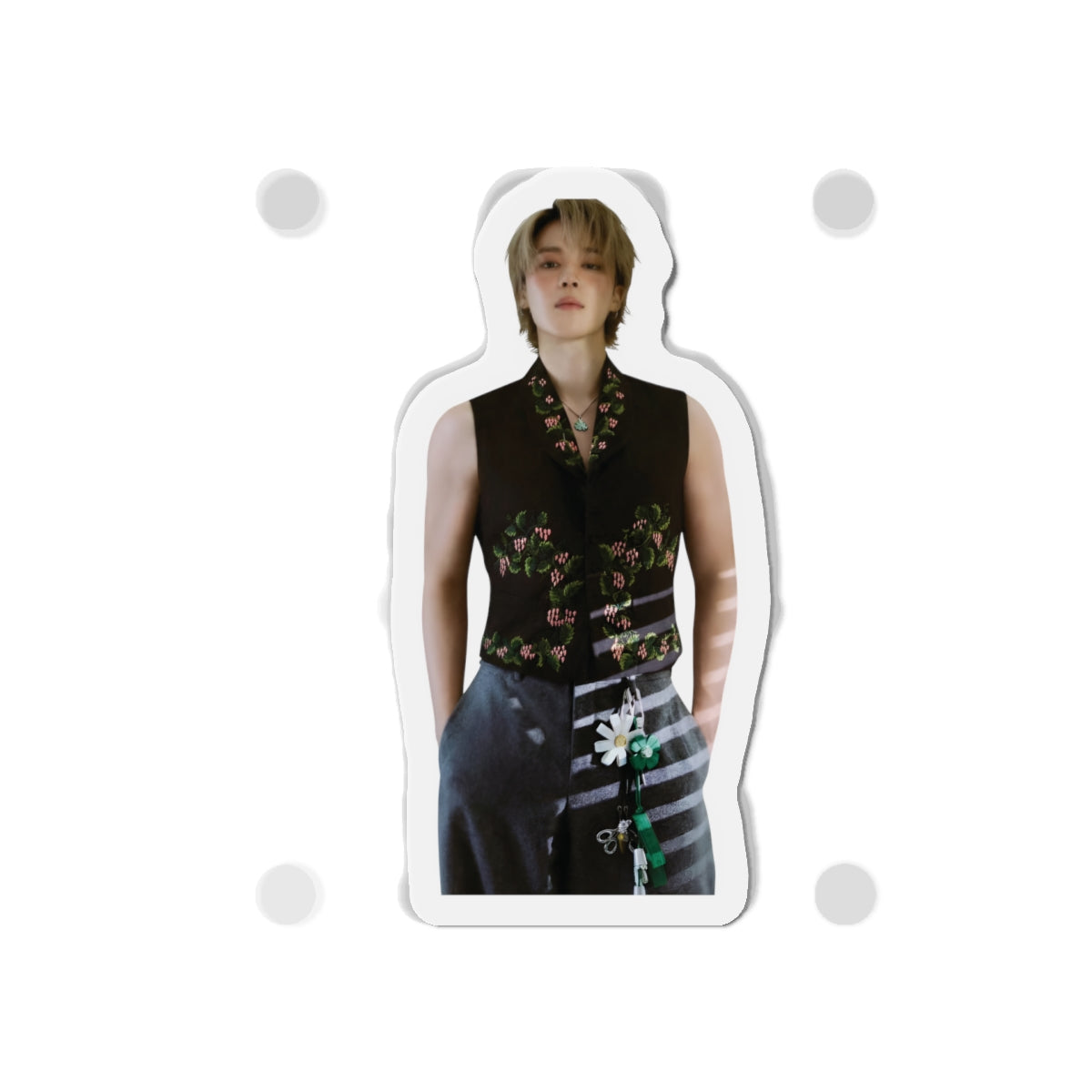BTS Park Jimin Dior Photoshoot Wearing a Vest With Flowers Magnet