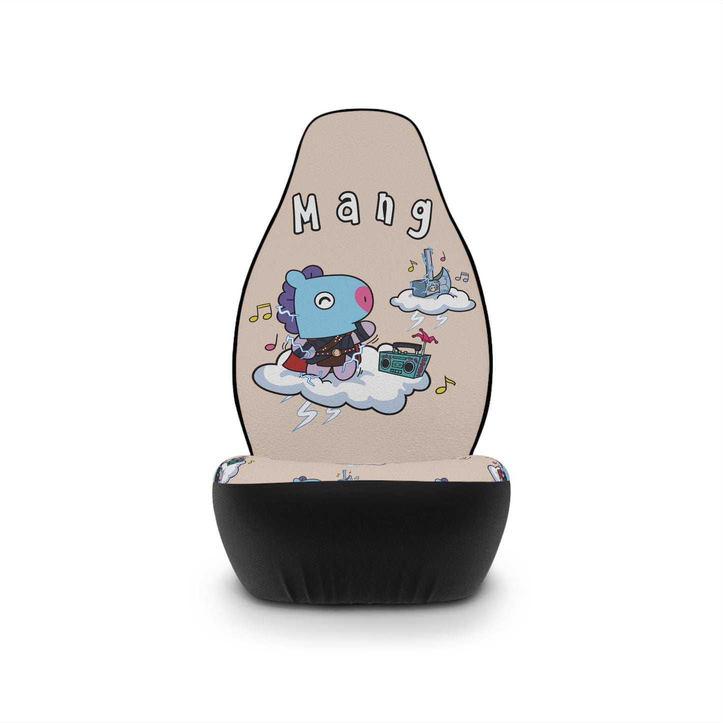 BT21 Mang Beige Car Seat Cover Single Pattern Combo Design - Identical Set of 2