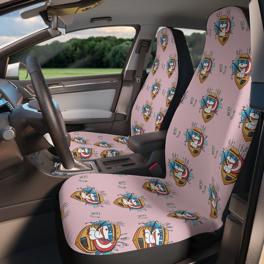 BT21 RJ Pink Car Seat Cover Pattern Design - Identical Set of 2