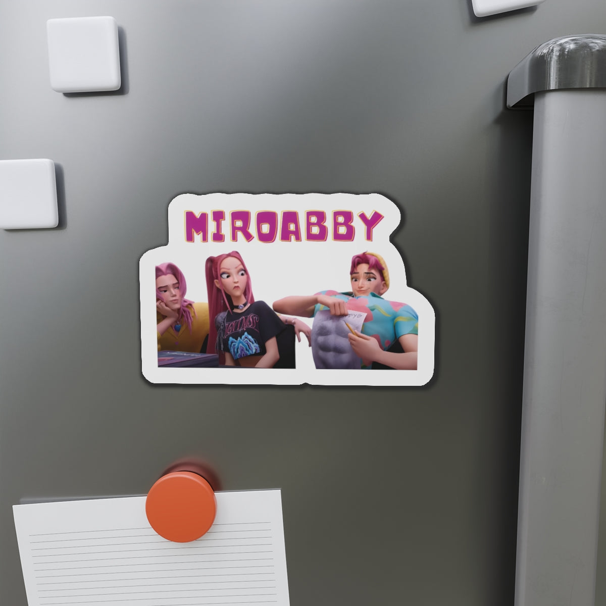 Kpop Demon Hunters Huntrix Mira Saja Boys Abby and Romance Miroabby Drawing Abs Magnet