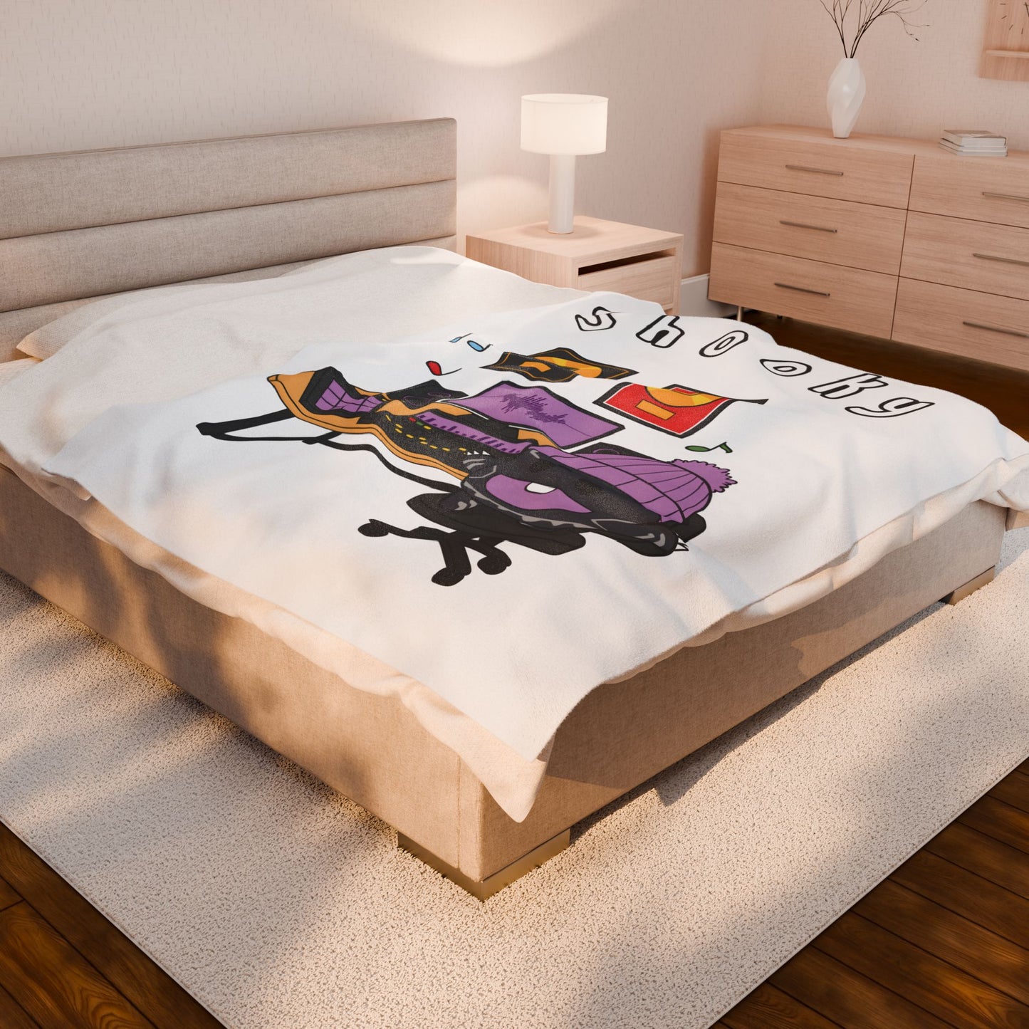 White Shooky Blanket - BT21 Single Design