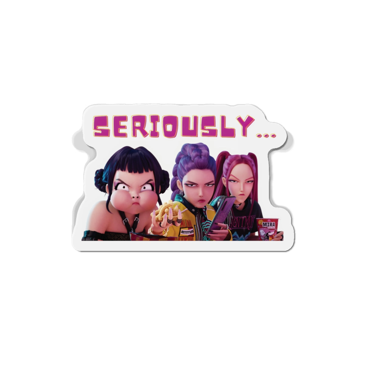 Kpop Demon Hunters Huntrix Rumi Mira Zoey Plane Snacking Interrupted Magnet